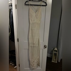 White crochet maxi dress